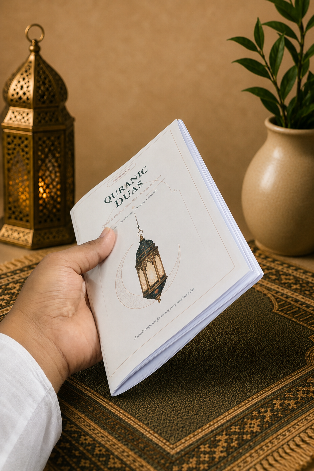 Quranic Duas book showing book size